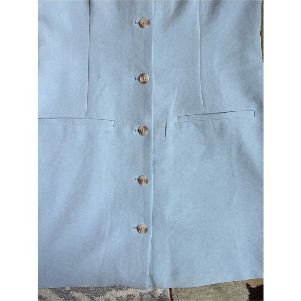 M Abercrombie V Light Blue Pastel Chiffon Sleeveless Button-Front Short Dress - Picture 5 of 8